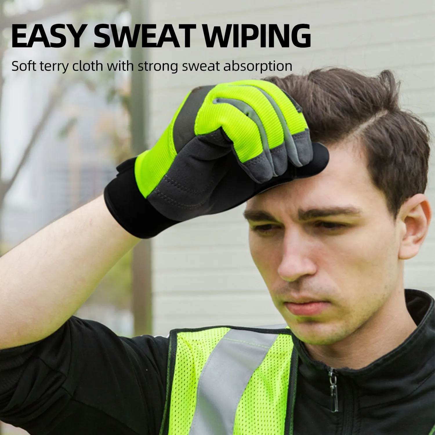 Vgo 3 Pairs Synthetic Leather Work Gloves, Light duty work gloves  (3 Colors,SL7584)