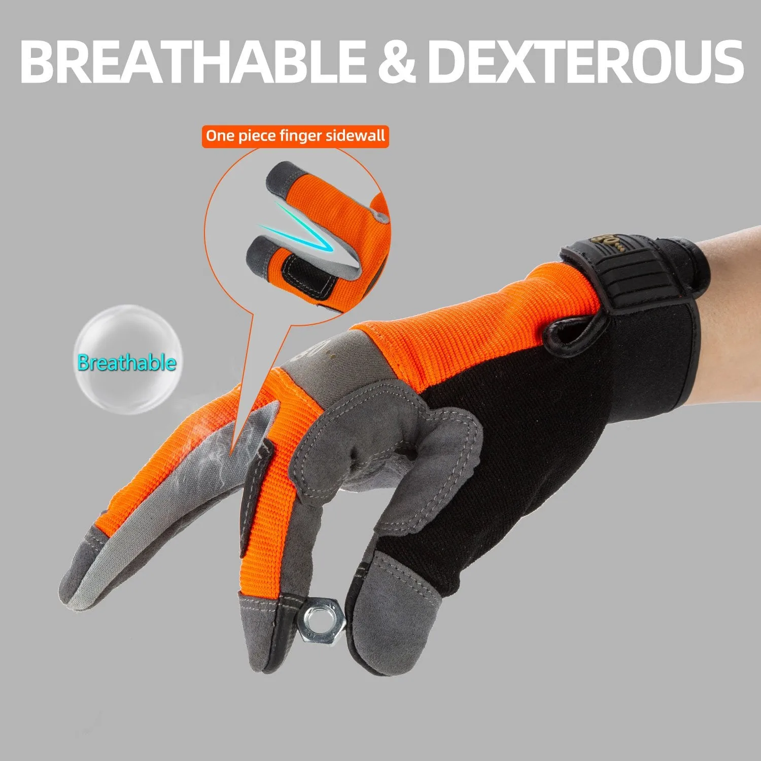 Vgo 3 Pairs Synthetic Leather Work Gloves, Light duty work gloves  (3 Colors,SL7584)