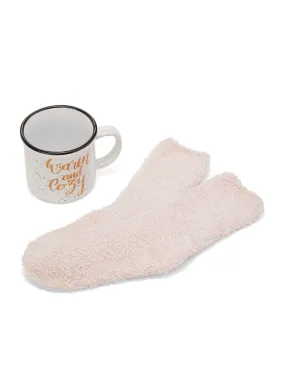 Warm And Cozy Mug & Pink Cozy Socks Set