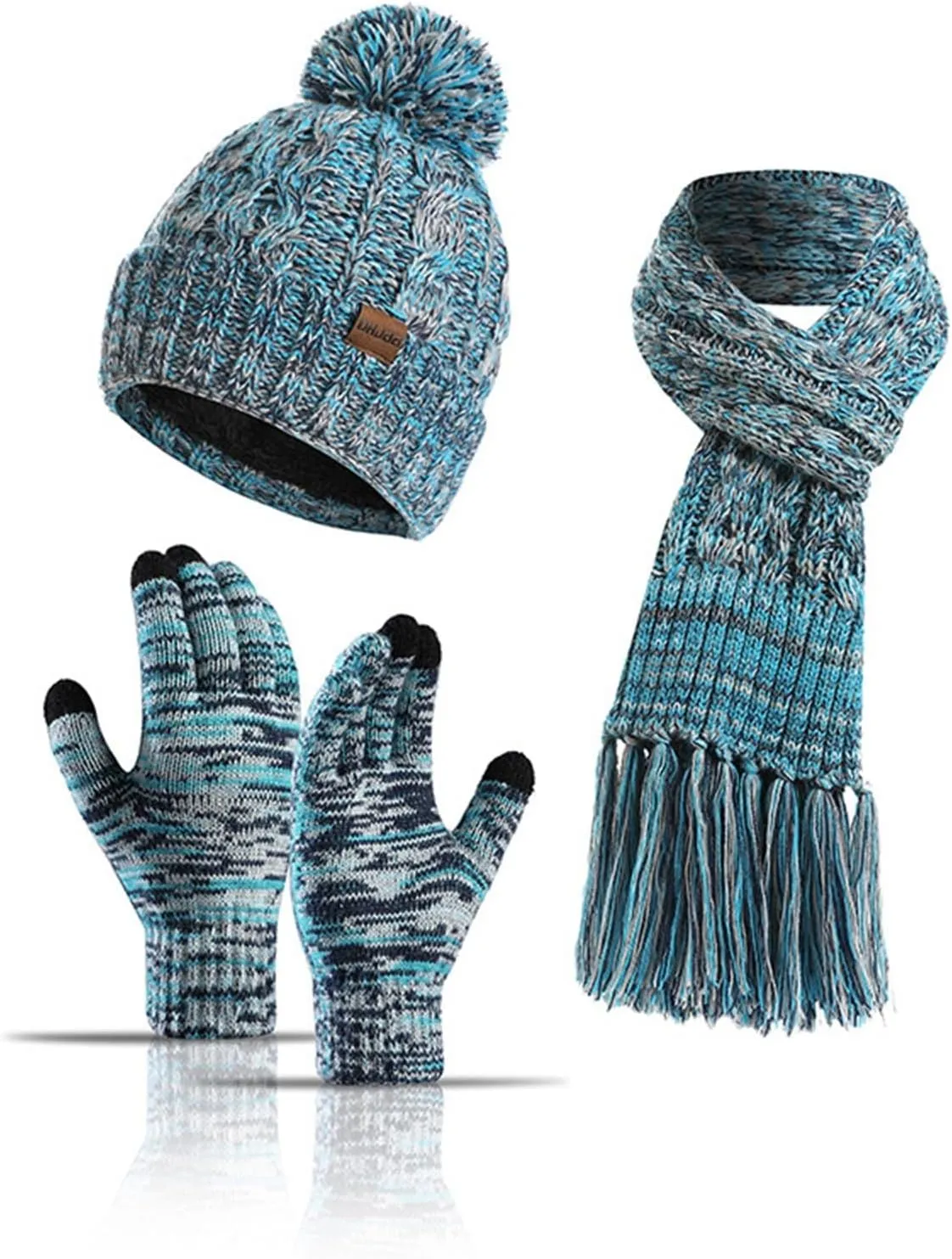 Warmer Winter Warm Knitted Sets Slouchy Beanie Hats Neck Scarves Touchscreen Gloves Scarf Themal Set for Men Women