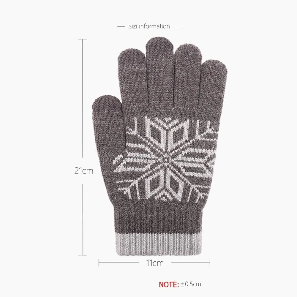 Winter Gloves for Men's Touch Screen Elastic Knit Gloves Soft Wool Lining Elastic Cuff