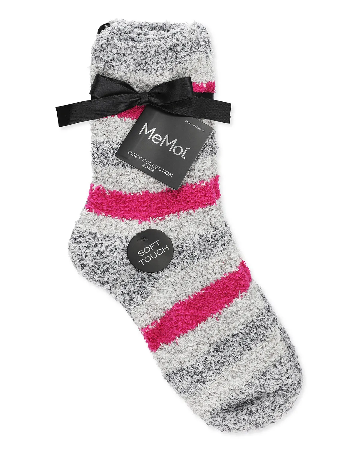 Women's 2 Pair Pack Striped/Solid Cozy Crew Socks