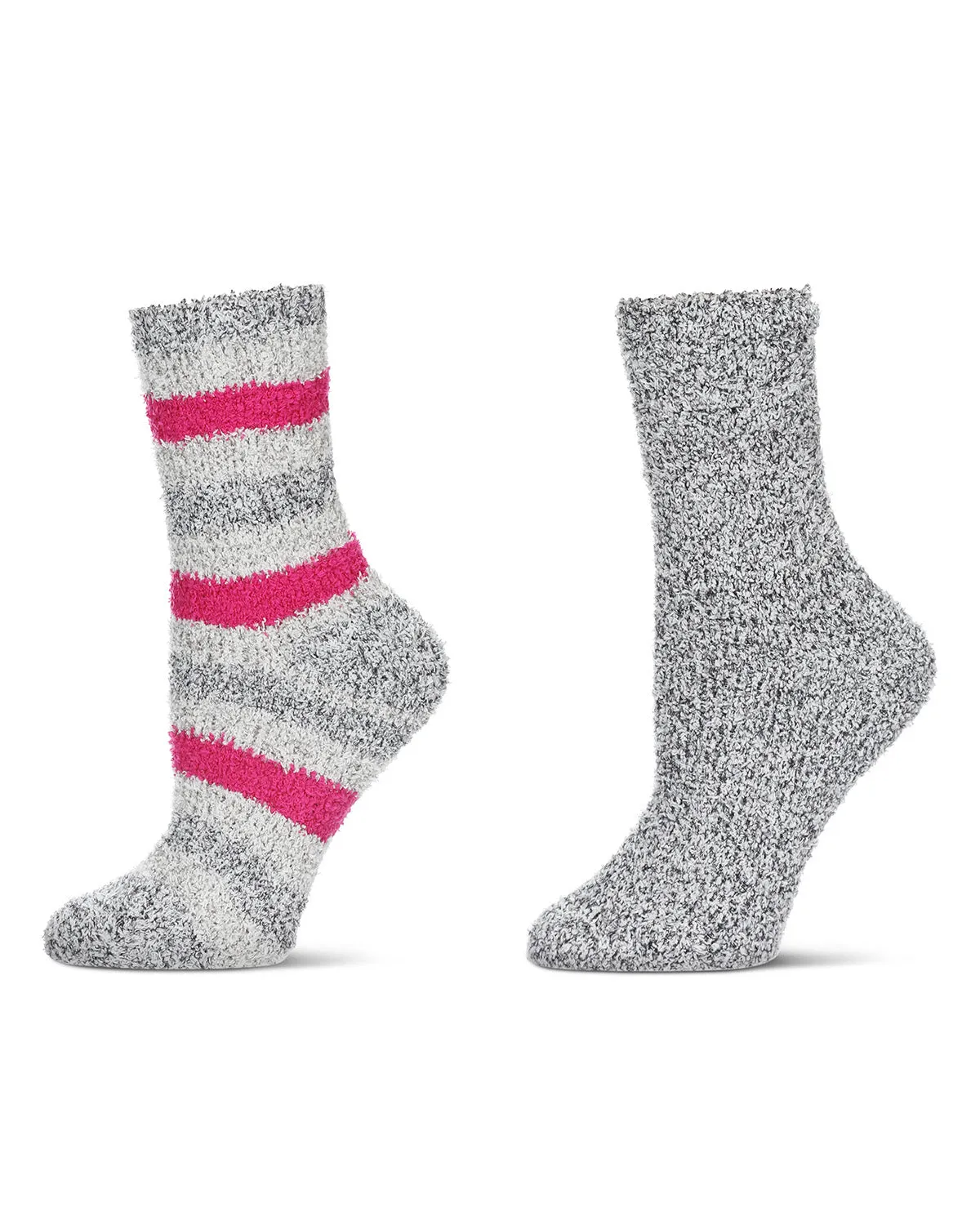 Women's 2 Pair Pack Striped/Solid Cozy Crew Socks