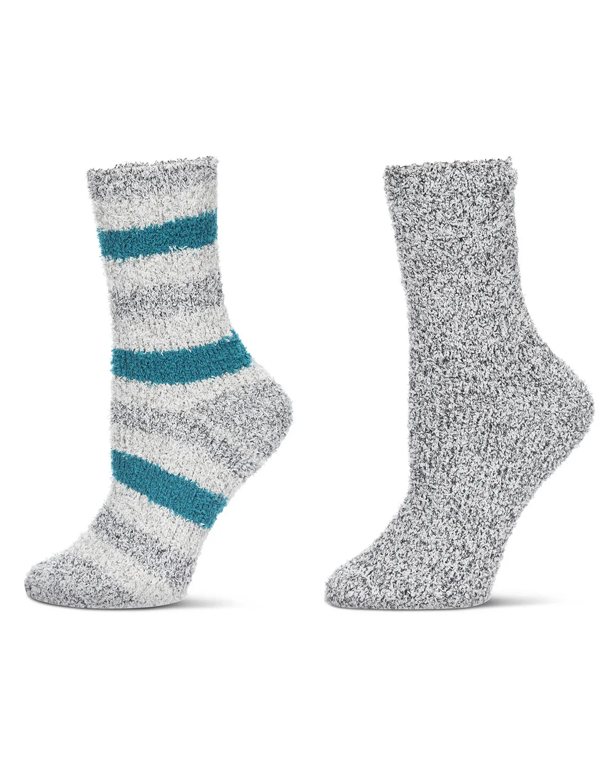 Women's 2 Pair Pack Striped/Solid Cozy Crew Socks