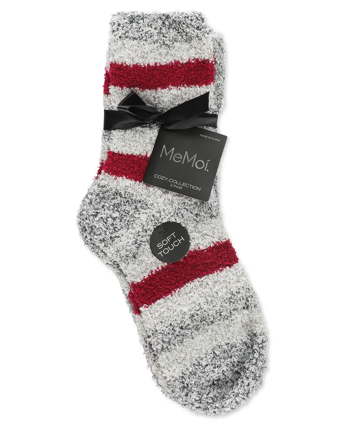 Women's 2 Pair Pack Striped/Solid Cozy Crew Socks