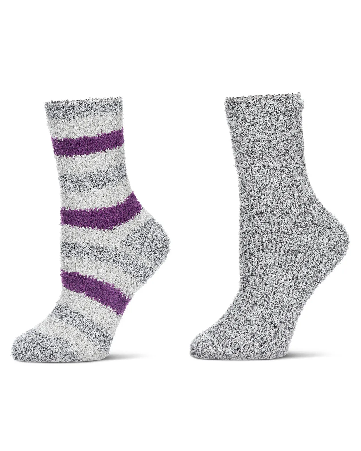 Women's 2 Pair Pack Striped/Solid Cozy Crew Socks