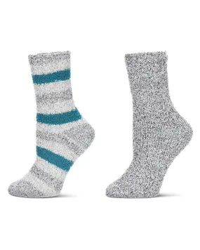 Women's 2 Pair Pack Striped/Solid Cozy Crew Socks