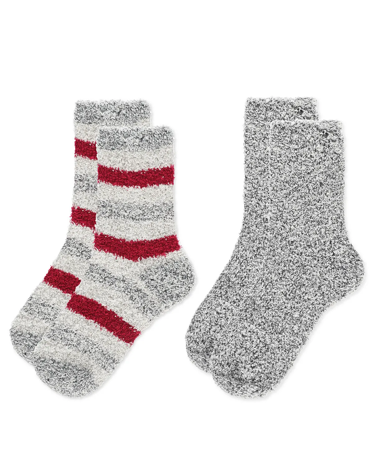 Women's 2 Pair Pack Striped/Solid Cozy Crew Socks