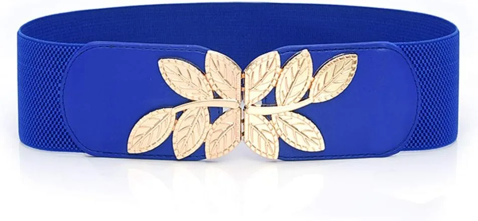Women's Fashion Wild Wide Waistband Elastic Stretch Dress Waist Belt Buckle Band Hatchet Man Belt Buckle