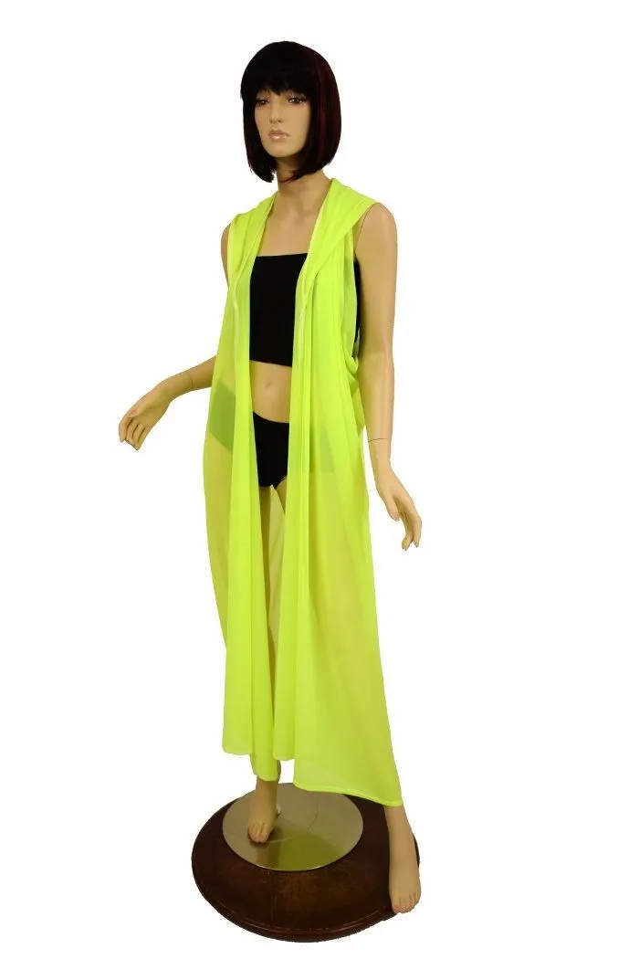 Yellow Mesh Hooded Racerback Duster