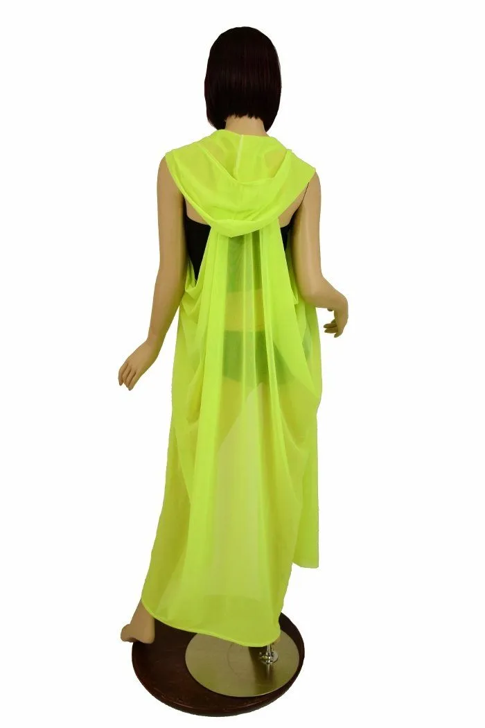 Yellow Mesh Hooded Racerback Duster