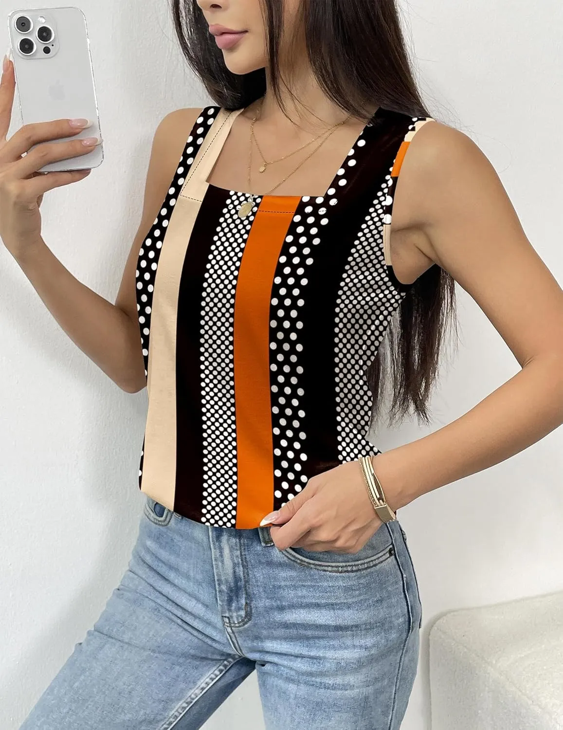 Zeagoo Tank Tops Square Neck Loose Fit Side Split Flowy Shirts